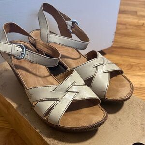 Born Cream and Tan Strappy Sandals